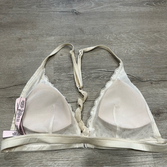 Victoria's Secret Cream White Lace Plunge Front Clasp Halter Bra Women’s Small - Picture 4 of 6